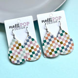 Colorful Check Cork Teardrop Earrings