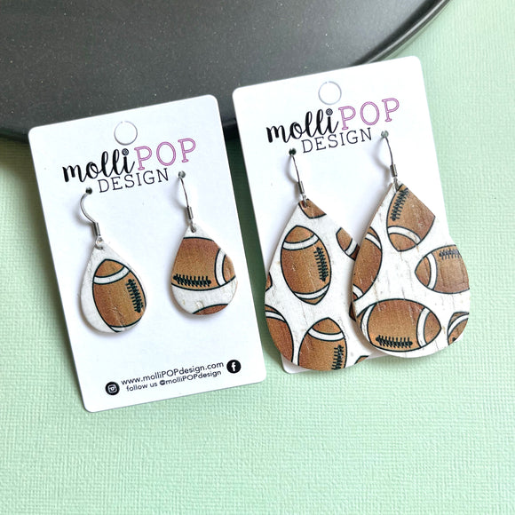 Football Cork Teardrop Earrings 🏈