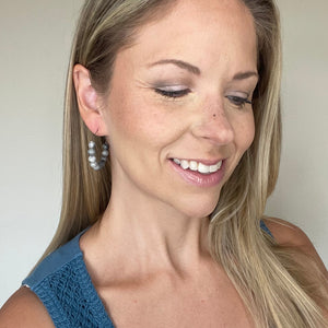 Gray Swirl Beaded Hoops