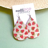 Strawberries Cork Teardrop Earrings