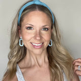 Oval Cutout Blue-Green Beachy Leather Earrings