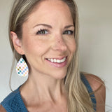 Colorful Check Cork Teardrop Earrings