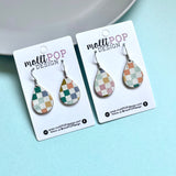 Colorful Check Cork Teardrop Earrings