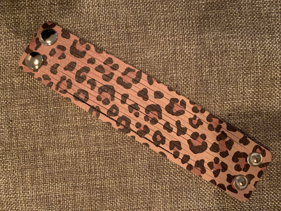 Caramel Cheetah Leather Slit Cuff