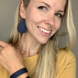 Navy Cork Leather Teardrop