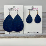 Navy Cork Leather Teardrop