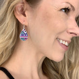Mini Aztec Aqua, Pink Purple Leather Teardrop