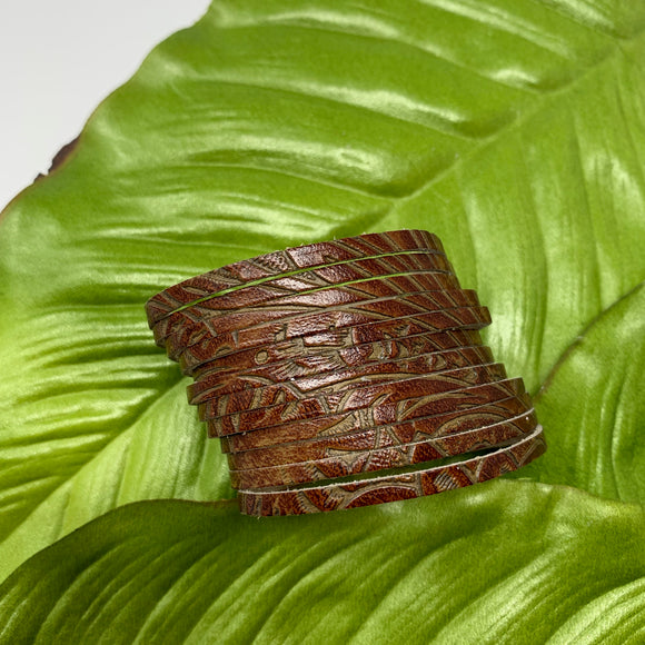 Texas Rose Nutmeg Embossed Leather Slit Cuff