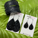 Texas Rose Black Embossed Leather Teardrop