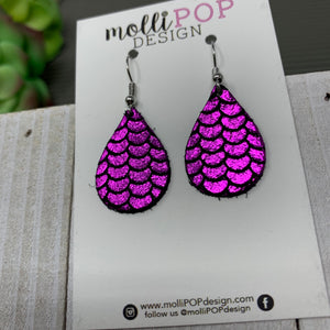 Mini Fuchsia Mermaid Leather Teardrop