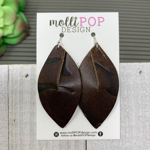Chocolate Embossed Leather Leaf Twist