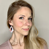 Spring Flowers Diamond with Oval Hole Cork Leather Earrings