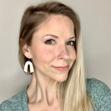Pastel Spring Flowers Arch Cork Leather Earrings