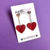 Leather Heart Stud & Drop and Dangle Earrings