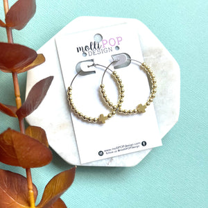 Gold Cross Beaded Hoops