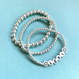 CUSTOM Silver Beaded Name/Date Bracelet