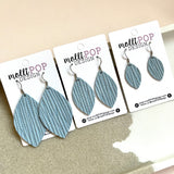 Sky Blue Palm Leather Leaf Earrings