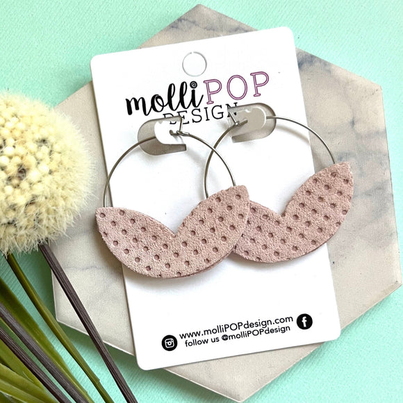 Pink Dot Tulip Double-Sided Hoops