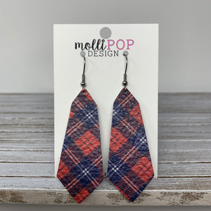 Blue, Red, & White Plaid Hexagon