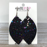 Black Starry Night Glitter Leaf