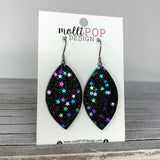 Black Starry Night Glitter Leaf