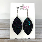 Black Starry Night Glitter Leaf