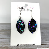 Black Starry Night Glitter Leaf