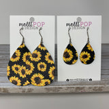 Sunflower Leather Teardrop Earrings
