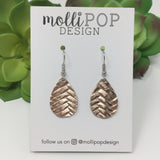 Mini Rose Gold Braided Leather Teardrop
