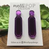 Pink Mirrored Round & Rectangle Gem Drop Earrings
