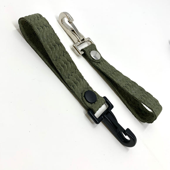 Olive Braided Leather Keychain