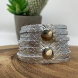 Silver Braided Leather Slit Cuff
