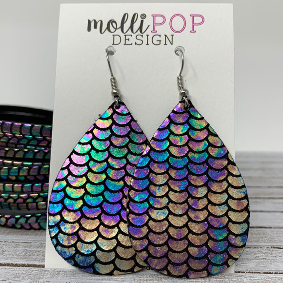 Rainbow Mermaid Leather Teardrop