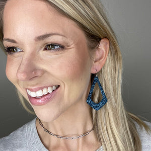Dark Blue Shimmer Fiona Teardrop Earrings