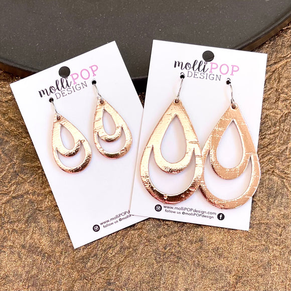 Rose Gold Cutout Cork Cassie Teardrop Earrings