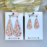 Candy Cane Sparkle Skinny Teardrop Earrings