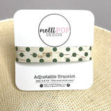 White with Olive Polka Dot Cork Skinny Cuff