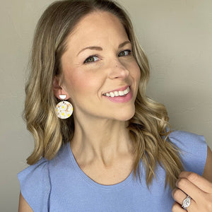 Daisy Cork Circles with White & Gold Stud