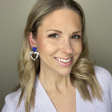 Blue and Black & White Spot Cut-Out Heart Earrings