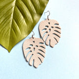 Monstera Leaf Leather Earrings