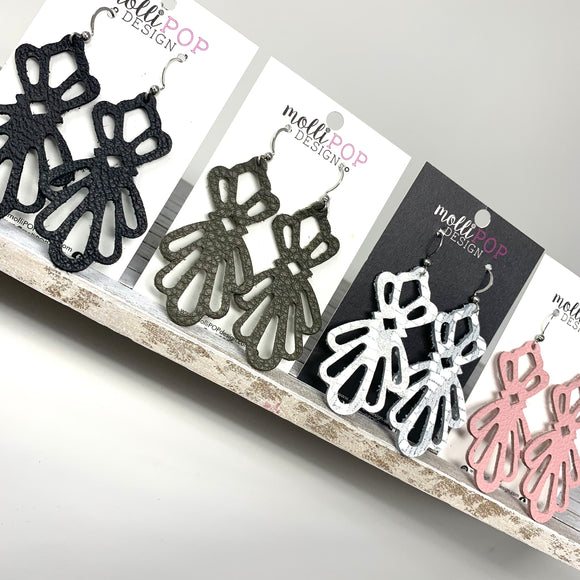 Delicate Leather Lace Cut-out Earrings