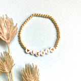 CUSTOM Gold Beaded Name/Date Bracelet