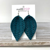 Braided Pinched Petal Leather Earrings