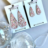 Candy Cane Sparkle Skinny Teardrop Earrings