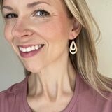 Rose Gold Cutout Cork Cassie Teardrop Earrings