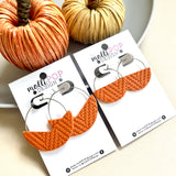 Orange Basketweave Double-Sided Hoops