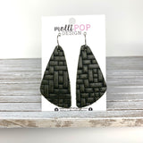 Basket Weave Wedge Leather Earrings