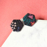 Mini Blooms on Black Cork Earrings