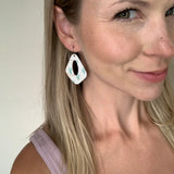 Cactus on White Cork Diamond with Oval Hole Earrings