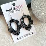 Moroccan Black with Metallic Dot Swirl Leather Earrings